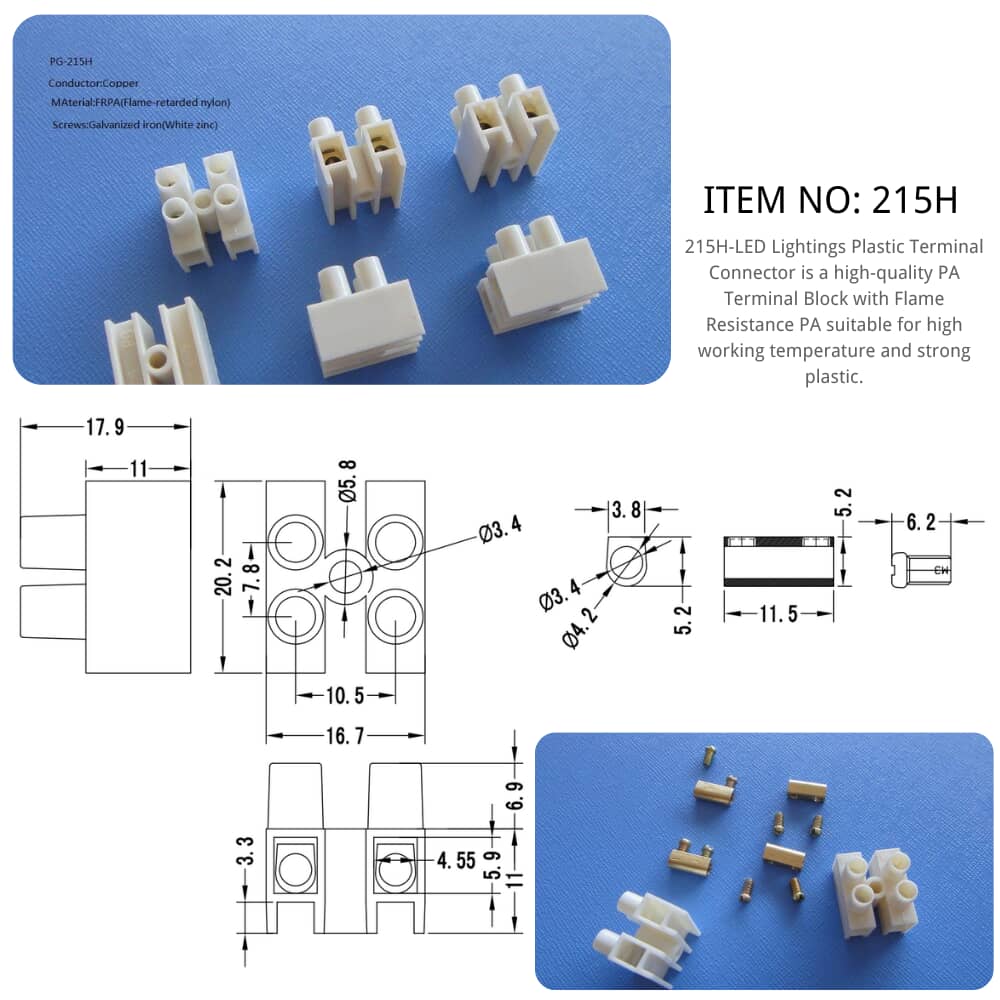 215H LED Lightings Plastic Terminal Connector