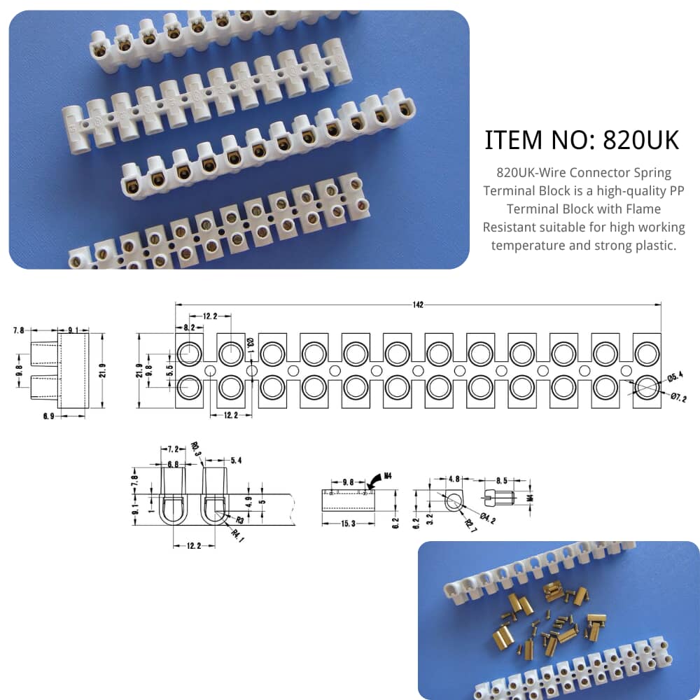 820UK Wire Connector Spring Terminal Block