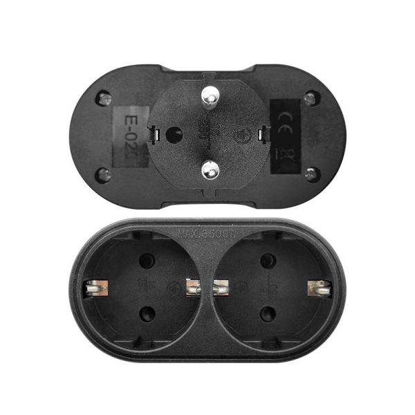 E-020 Doubel To One Multi  Extension Socket Conversion Plug Adapter European To Franch With Grounding Socket