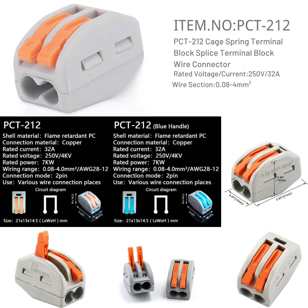 PCT-212 Splice Terminal Block Wire Connector