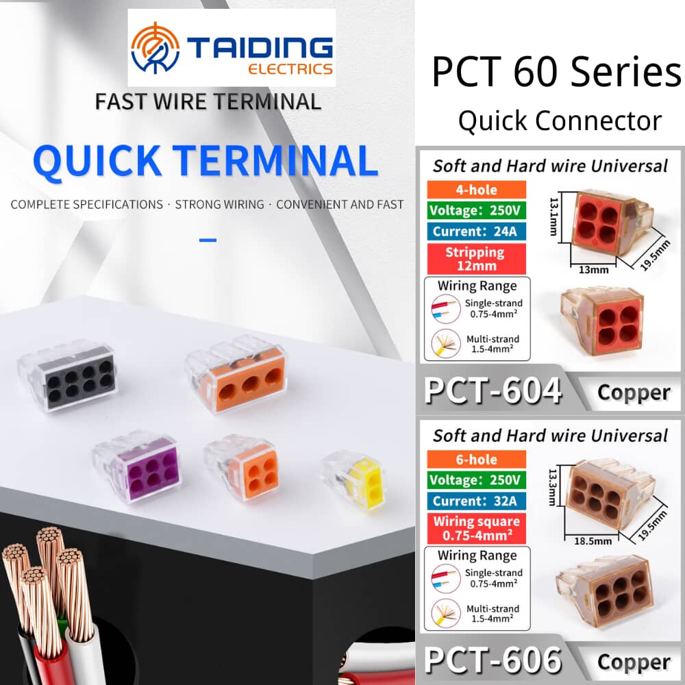 PCT-602 push in electrical connectors