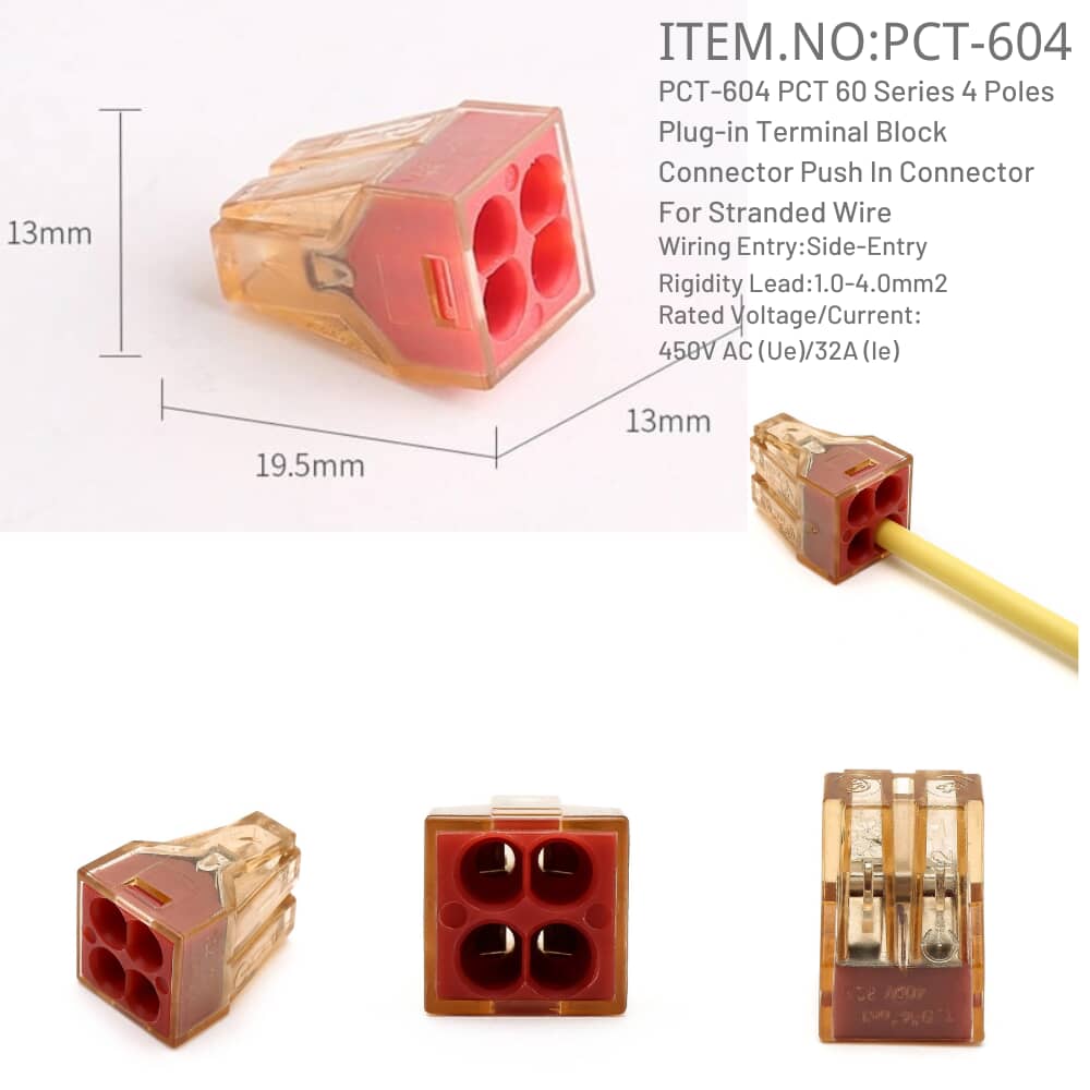 PCT-604 Push In Connector For Stranded Wire