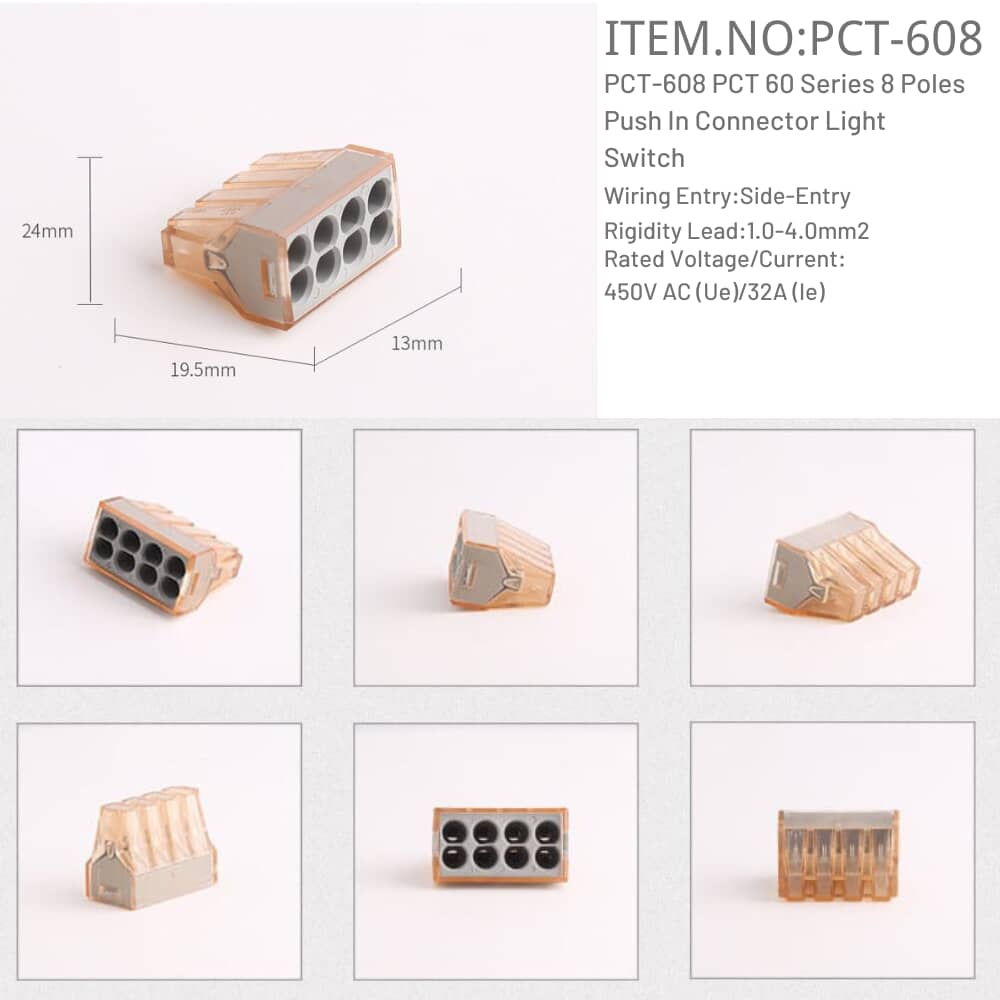 PCT-608 Push In Connector Light Switch