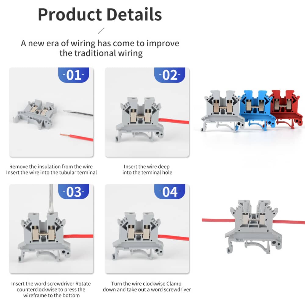 UK-1.5N din rail mount screw terminal block