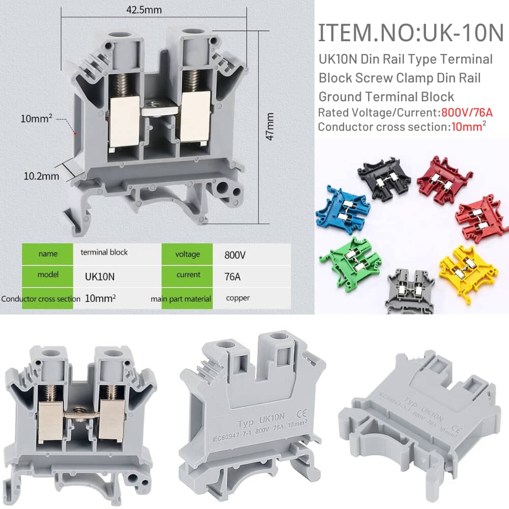 UK-10N Din Rail Ground Terminal Block