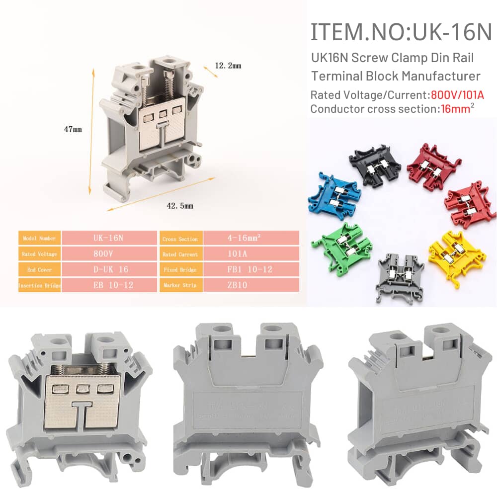 UK-16N Din Rail Terminal Block Manufacturer