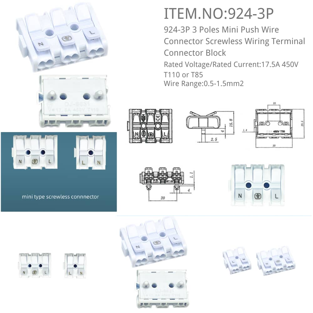 924-3p Screwless Wiring Terminal Connector Block