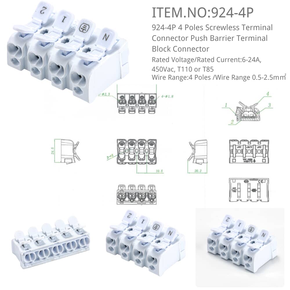 924-4P Barrier Terminal Block Connector