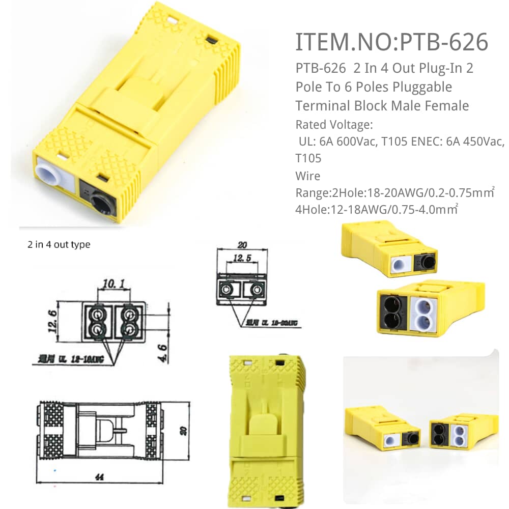 PTB-626 Pluggable Terminal Block Male Female