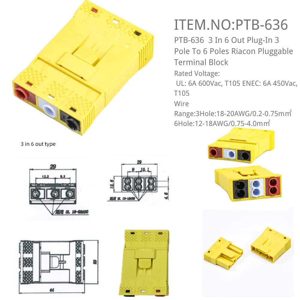 PTB-636 Riacon Pluggable Terminal Block