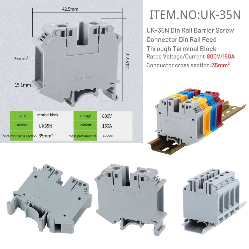 UK-35N Din Rail Feed Through Terminal Block